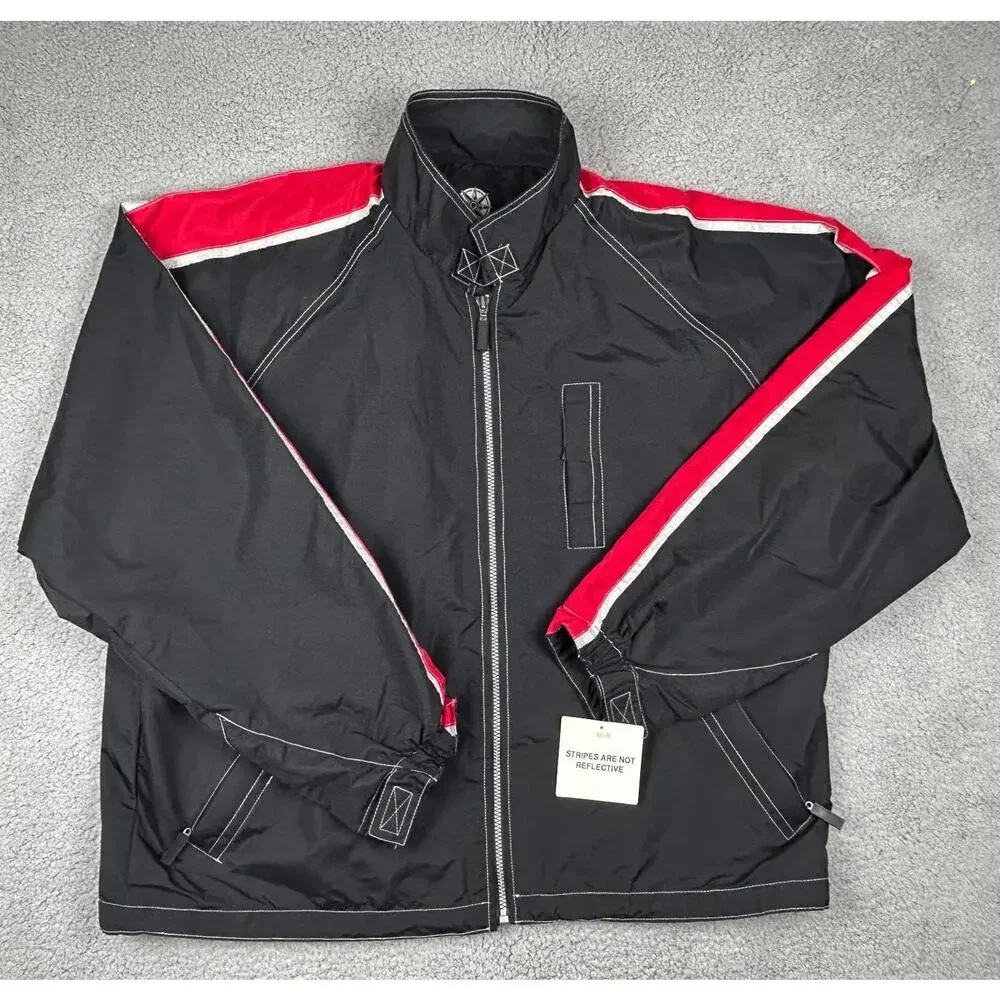 Marlboro Unlimited Full Zip Windbreaker Jacket Mens XXL Black Red Lined NWT - Picture 3 of 15